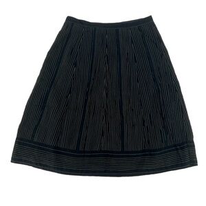 Banana Republic Black Gold Striped  Pleated Full Lined Skirt Size 6 Women’s
